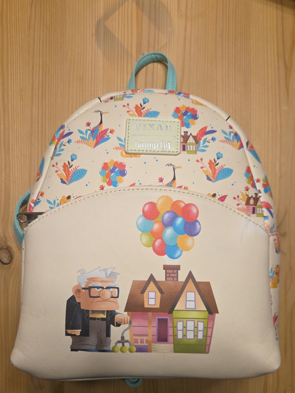Loungefly Cream Pixar Up Kids Mini Backpack with Colorful Balloons